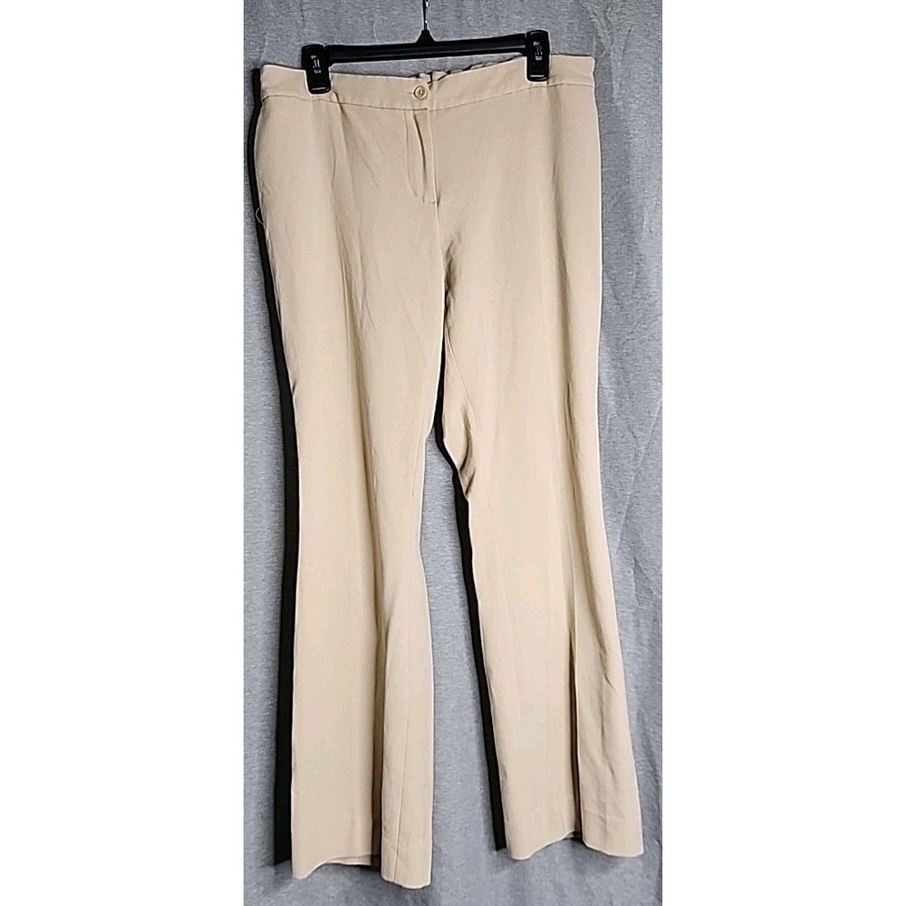Liz Lange Maternity Tan Khaki Dress Pants Size 8 Bootcut Stretch Adjust Waist